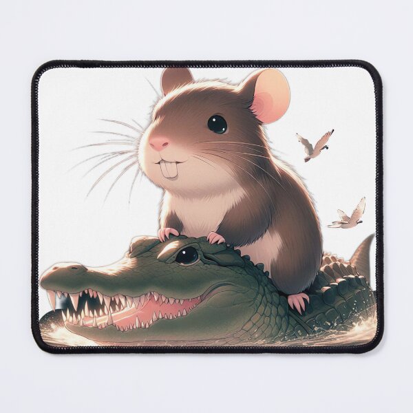Item preview, "Capybara Mouse Riding Cute Crocodile: Playful and Charming Illustration" designed and sold by Huycao211.