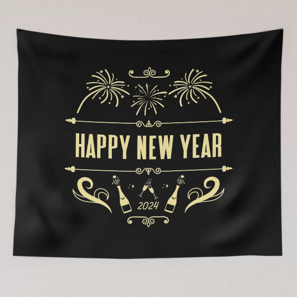 Item preview, Happy New Year 2024 - Vintage-Style New Year Celebration (Yellow Design) designed and sold by Spiprinto.