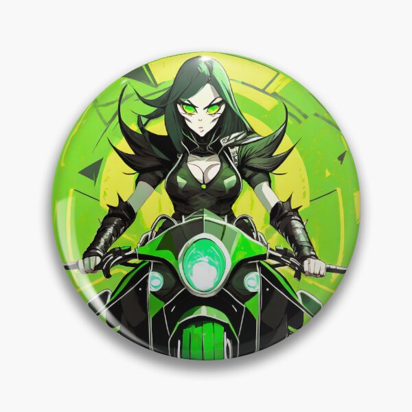 Item preview, Green Vampire Queen riding a Motorcycle designed and sold by BADESIGNZZ.
