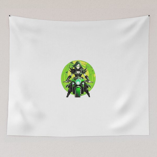 Item preview, Green Vampire Queen riding a Motorcycle designed and sold by BADESIGNZZ.