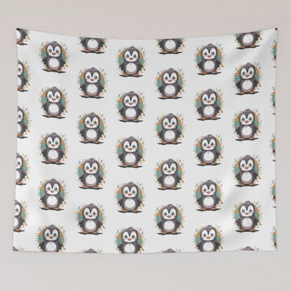 Item preview, Cute Penguin Rustic Splatter designed and sold by TugForkFinds.