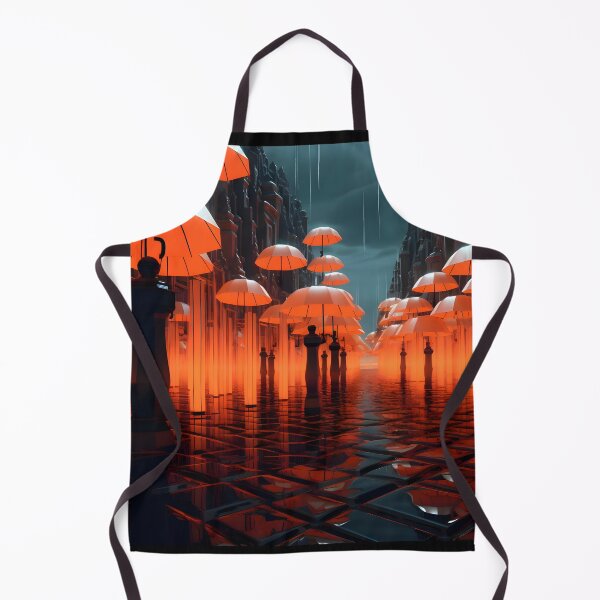Item preview, Rain and luminous umbrellas in a glamorous, futuristic and mysterious landscape designed and sold by AI-Only Creations.