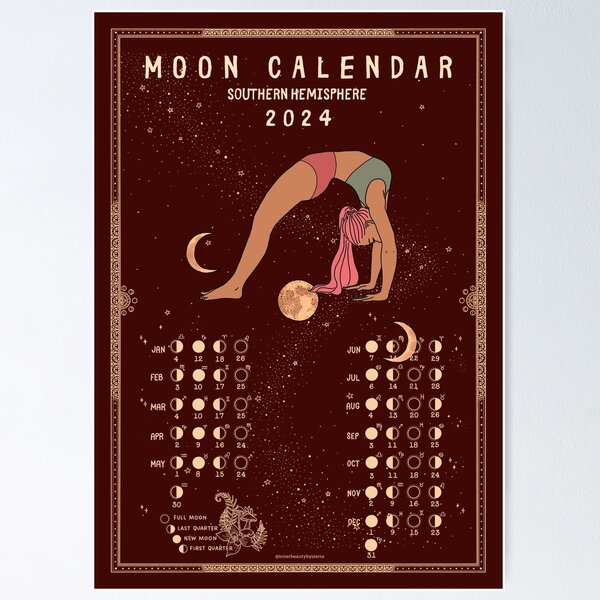 Poster for Sale avec l'œuvre « Calendrier des sorcières lunaires 2024  Événements d'astrologie » de l'artiste sierratruong