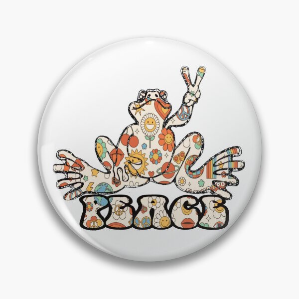 Item preview, Retro Flower Power Peace Frog  designed and sold by natnat7w.
