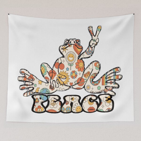 Item preview, Retro Flower Power Peace Frog  designed and sold by natnat7w.