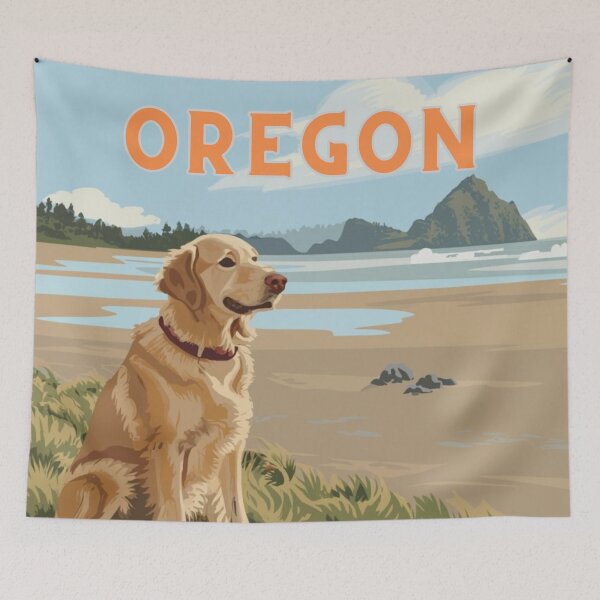 Item preview, Golden Retriever On The Oregon Coast Beach designed and sold by OregonsOwn.