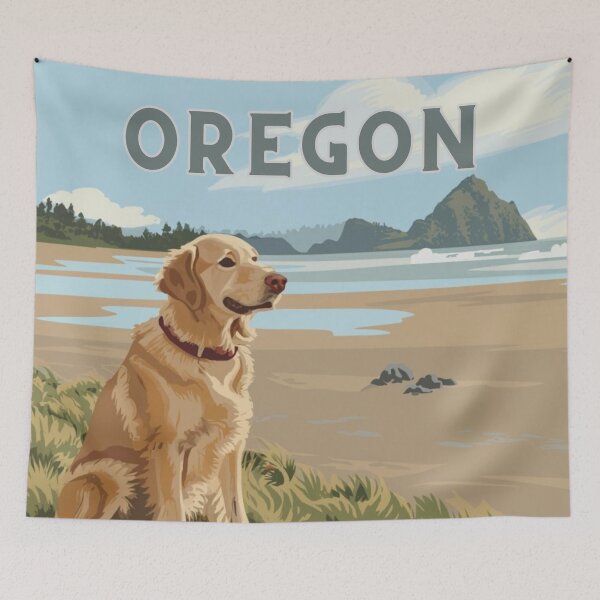 Item preview, Golden Retriever On The Oregon Coast Beach designed and sold by OregonsOwn.