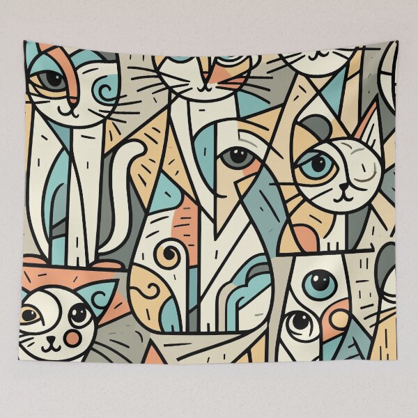 Item preview, Abstract Cats Pattern designed and sold by Ikibrai.