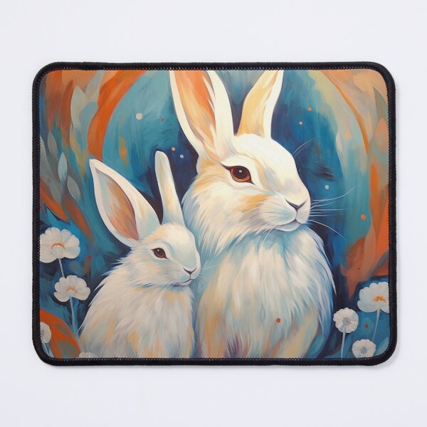 Item preview, Stylized White Angora Rabbits designed and sold by Samuelsboro.