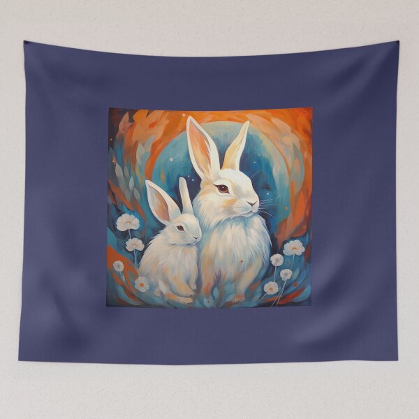 Item preview, Stylized White Angora Rabbits designed and sold by Samuelsboro.