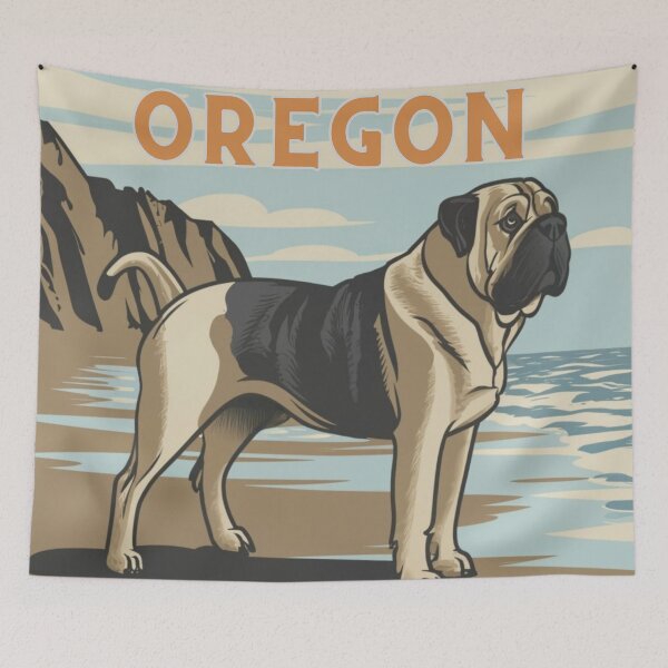 Item preview, English Mastiff On The Oregon Coast Beach designed and sold by OregonsOwn.