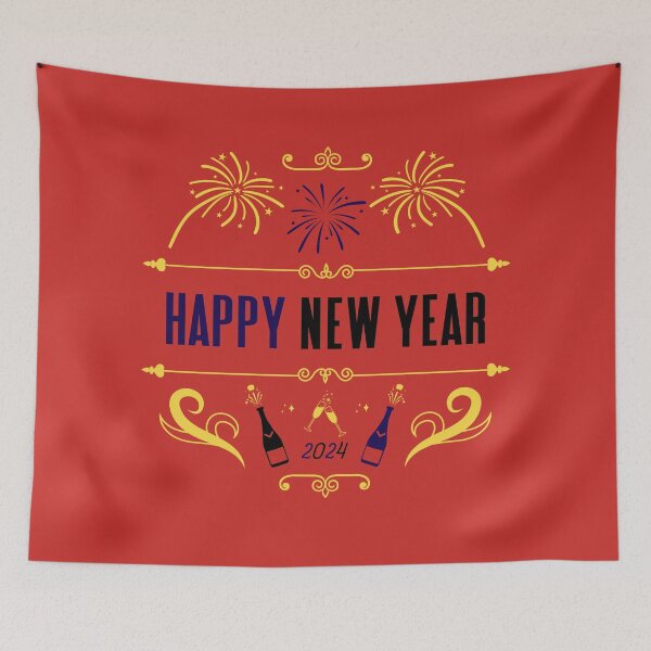 Item preview, Happy New Year 2024 - Vintage-Style New Year Celebration (Multi-Color Design) designed and sold by Spiprinto.