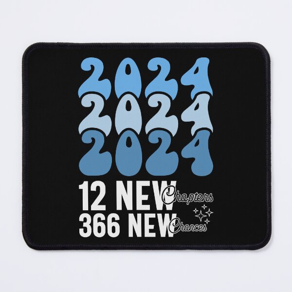 Item preview, 2024, 12 New Chapters, 366 New Chances - Retro Groovy New Year Celebration (Blue and White Design) designed and sold by Spiprinto.