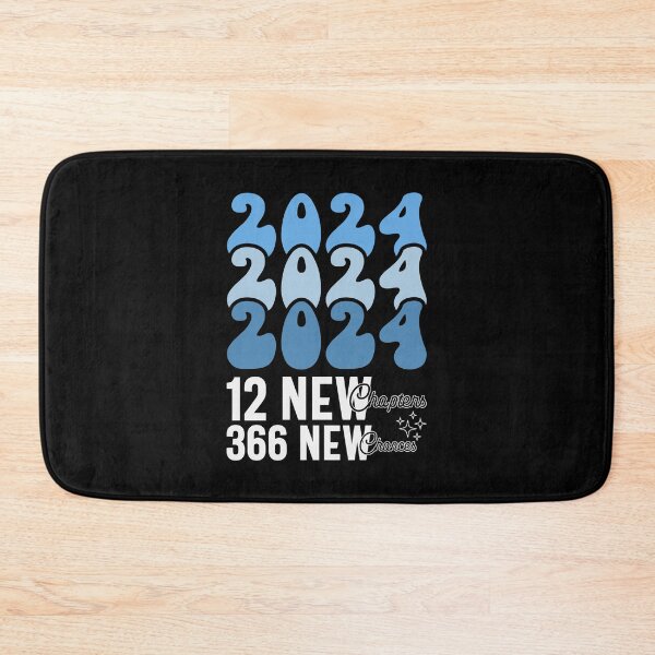 Item preview, 2024, 12 New Chapters, 366 New Chances - Retro Groovy New Year Celebration (Blue and White Design) designed and sold by Spiprinto.