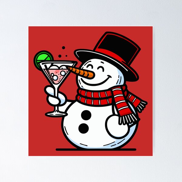 Item preview, Snowman drinking a Cocktail designed and sold by ArtFactoryAI.