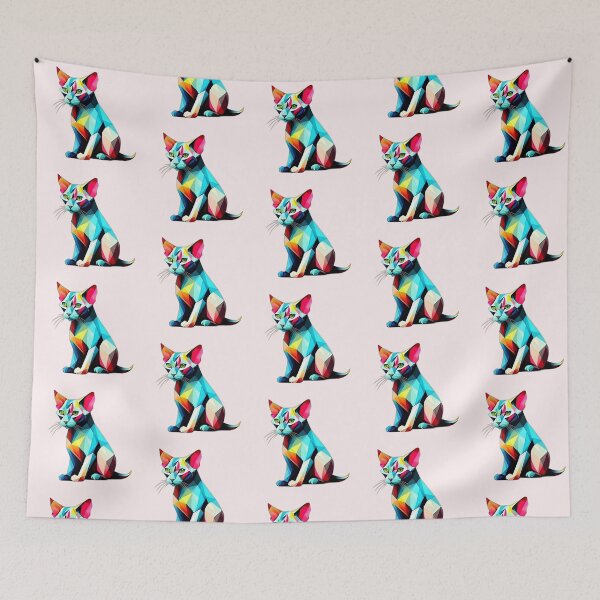 Item preview, Colourful Well Groomed Sphynx Cat Geometric Shaped Artwork designed and sold by Geonimalia.