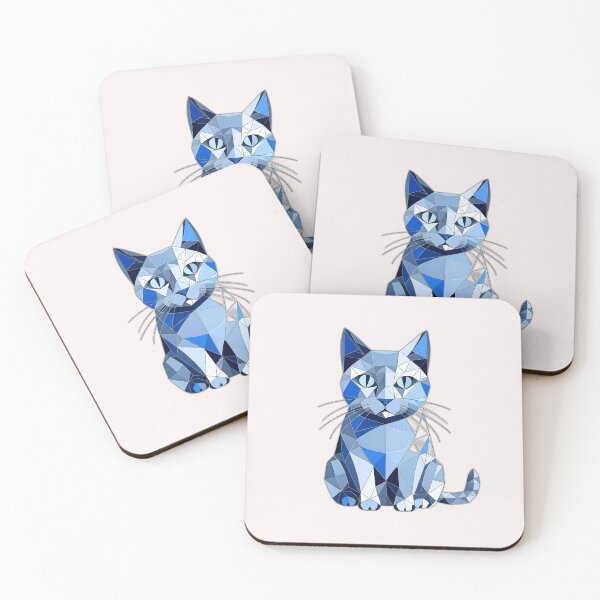 Item preview, Blue Metallic British Shorthair Cat Geometric Shaped Artwork designed and sold by Geonimalia.