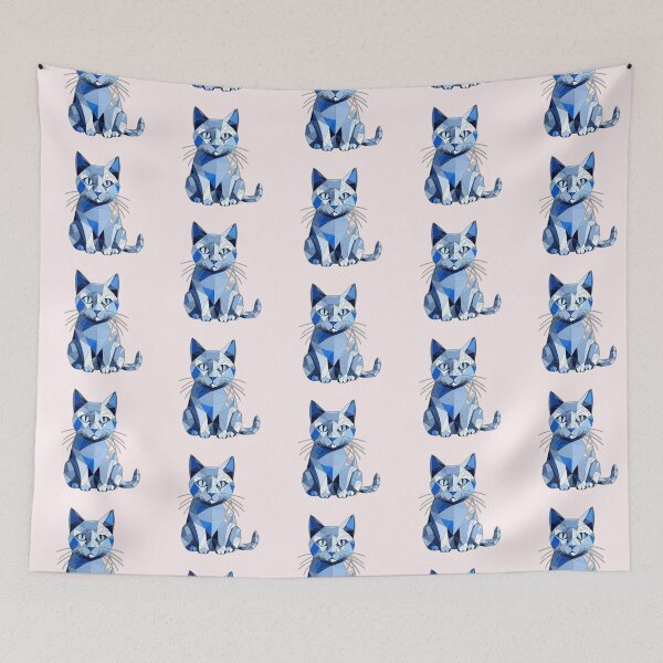 Item preview, Blue Metallic British Shorthair Cat Geometric Shaped Artwork designed and sold by Geonimalia.