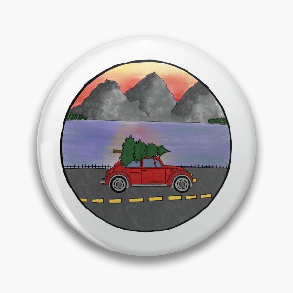 Item preview, red car carrying a christmas tree designed and sold by izzybeggs.