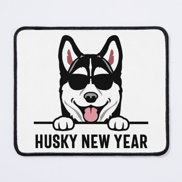 Item preview, Husky New Year - Happy New Year 2024, Peeking Husky with Sunglasses, and Dog Pun (Dark Design) designed and sold by Spiprinto.