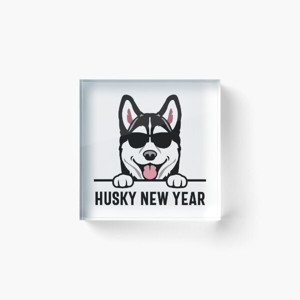 Item preview, Husky New Year - Happy New Year 2024, Peeking Husky with Sunglasses, and Dog Pun (Dark Design) designed and sold by Spiprinto.