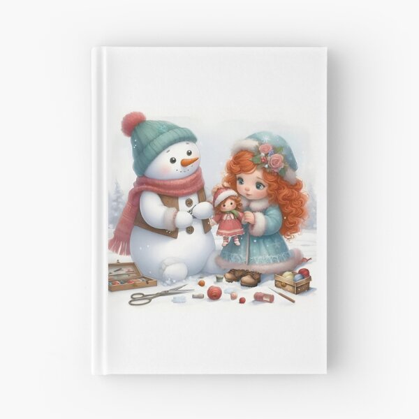 Item preview, Cute Snowman helping a Girl sew her Doll on Christmas  designed and sold by DreamyEscapism.