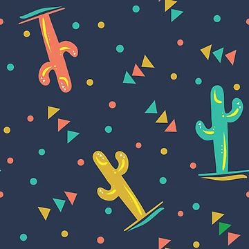 Artwork thumbnail, Colorful Cactus Pattern by semas