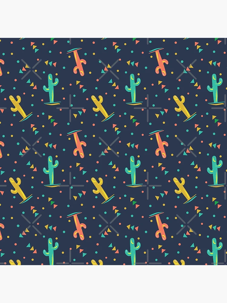 Thumbnail 4 of 4, Clock, Colorful Cactus Pattern designed and sold by semas.