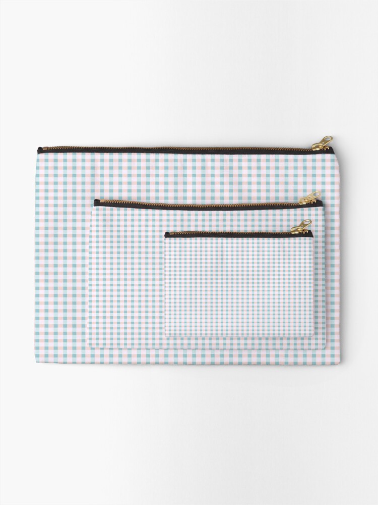 Thumbnail 2 of 4, Zipper Pouch, Cottagecore Pastel Windowpane Pattern designed and sold by SamJanner.