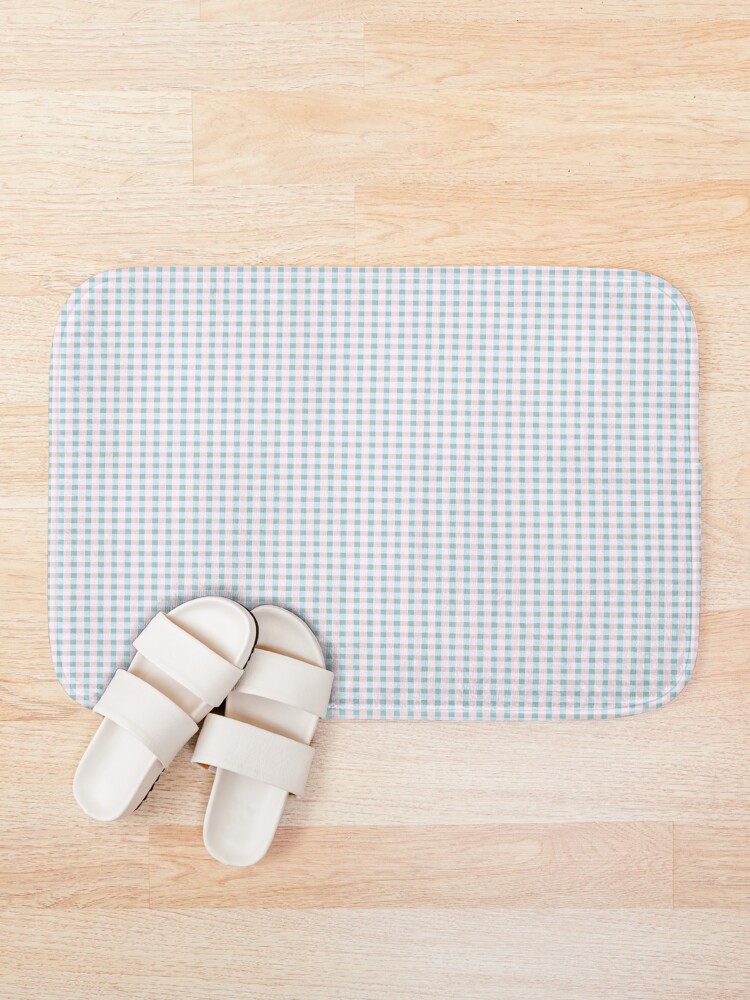 Thumbnail 1 of 6, Bath Mat, Cottagecore Pastel Windowpane Pattern designed and sold by SamJanner.