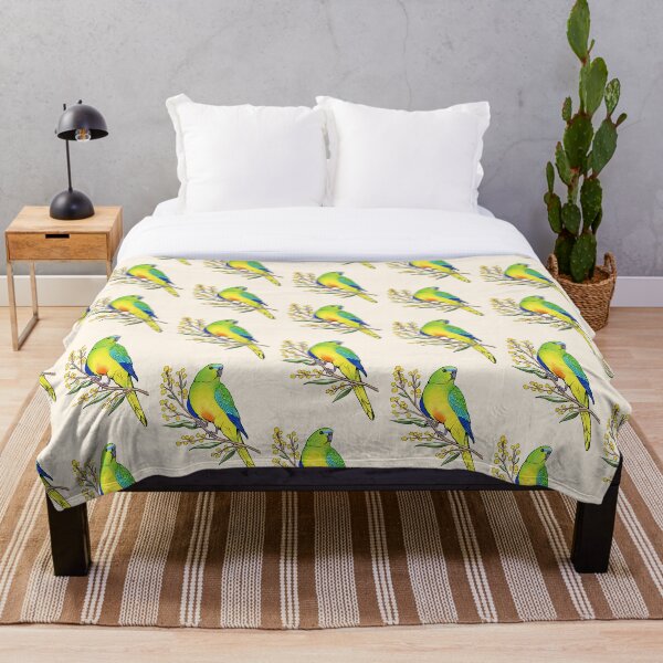 Item preview, Australia Orange-bellied Parrot Bird and Golden Wattle designed and sold by Mousewren.