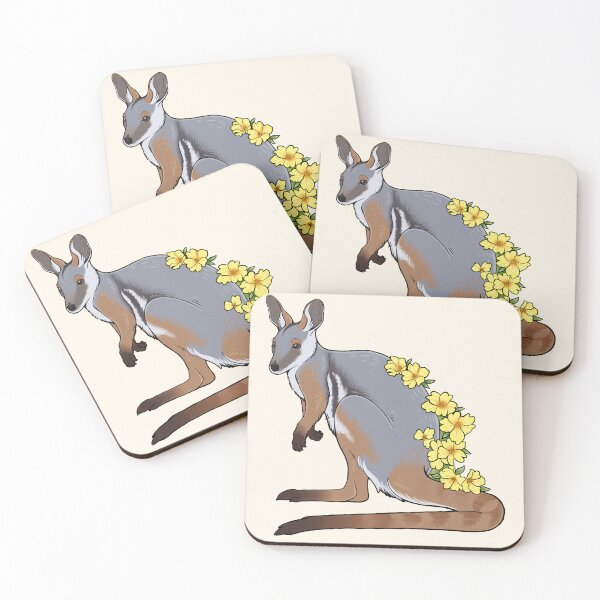 Item preview, Yellow Footed Rock Wallaby and Guinea Flowers designed and sold by Mousewren.