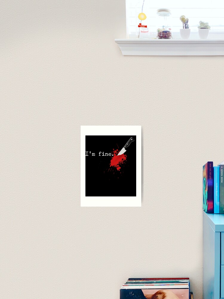 Thumbnail 2 von 3, Kunstdruck, I'm Fine Knife Stab Funny Halloween Stabbed Costume Gear designt und verkauft von DynamicDesign.