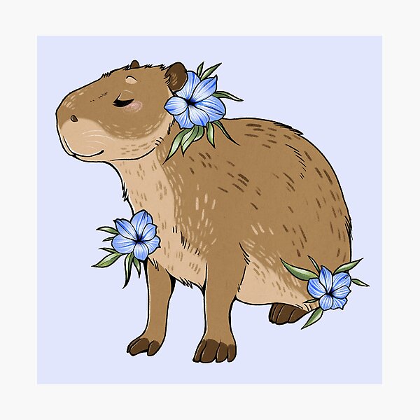 Item preview, Beautiful Capybara and Flowers designed and sold by Mousewren.