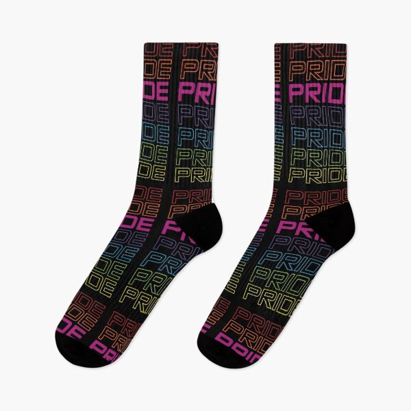 Item preview, LGBTQ Gay 'Pride' text design with ascending Rainbow Colours designed and sold by Foxalla.