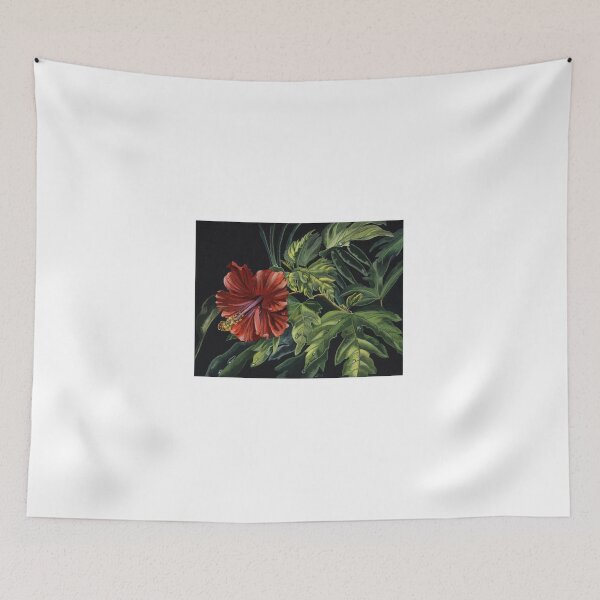 Item preview, Hibiscus (acrylic and gouache on black card) designed and sold by Painting By Nature.
