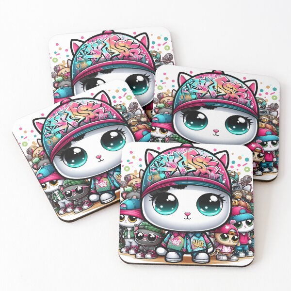 Item preview, Colorful Street Art Harmony.Monster Chibi cats  designed and sold by Manoj Kumar  Mandali.