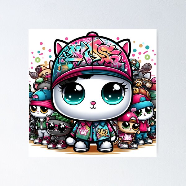 Item preview, Colorful Street Art Harmony.Monster Chibi cats  designed and sold by Manoj Kumar  Mandali.