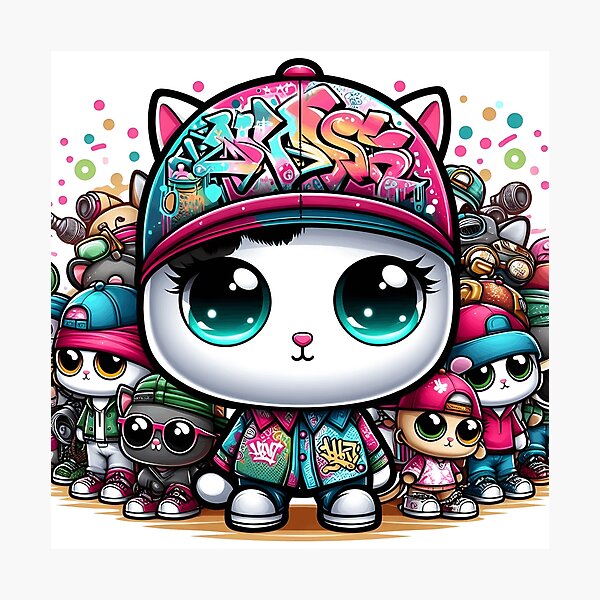 Item preview, Colorful Street Art Harmony.Monster Chibi cats  designed and sold by Manoj Kumar  Mandali.
