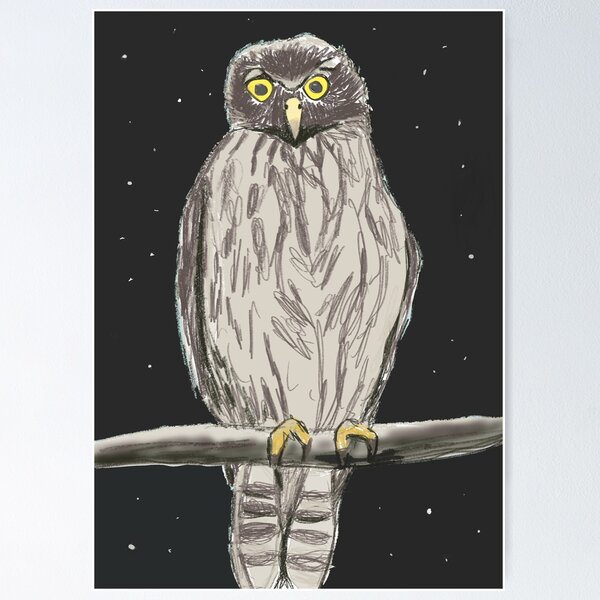 Item preview, Barking owlblack designed and sold by Anna Just Art.