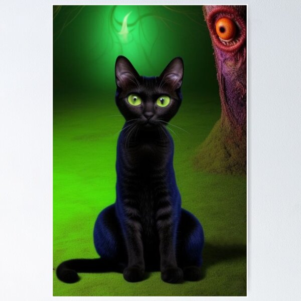Item preview, Psychedelic Trippy Black Cat designed and sold by TheDarkWardrobe.