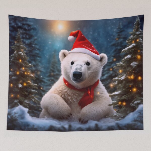 Item preview, A Polar Bear in a Magical Christmas Forest designed and sold by Lava Tigers Art.