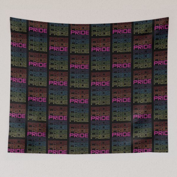 Item preview, LGBTQ Gay 'Pride' text design with ascending Rainbow Colours designed and sold by Foxalla.