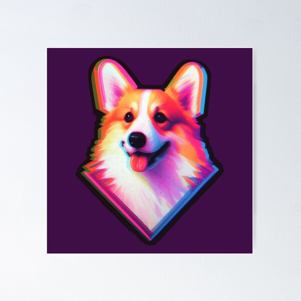 Item preview, Retro Wave Rider Corgi designed and sold by BarkandStick.