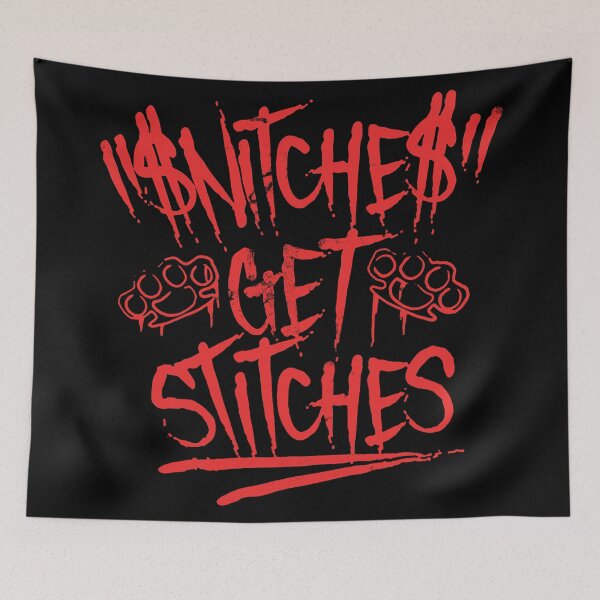 Item preview, Snitches Get Stitches Quote Typography Graffiti designed and sold by FriskySloths.