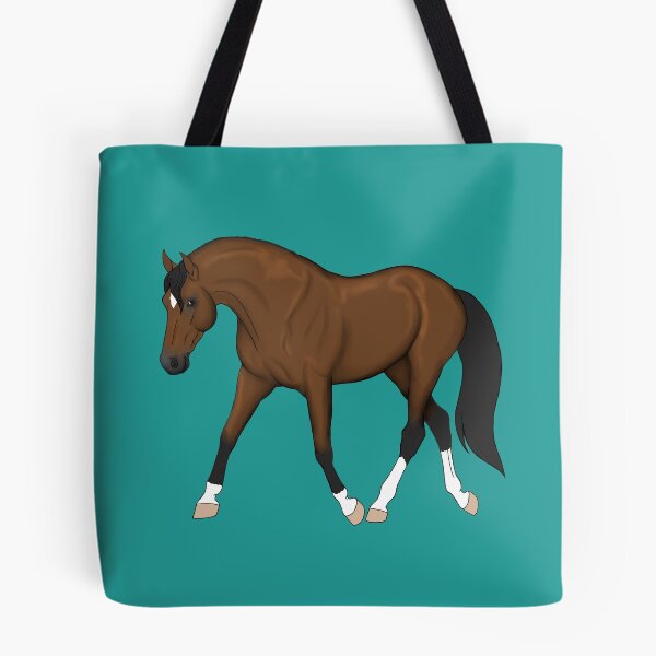 Item preview, Trotting Bay Horse with Four White Socks designed and sold by DappledMoon.