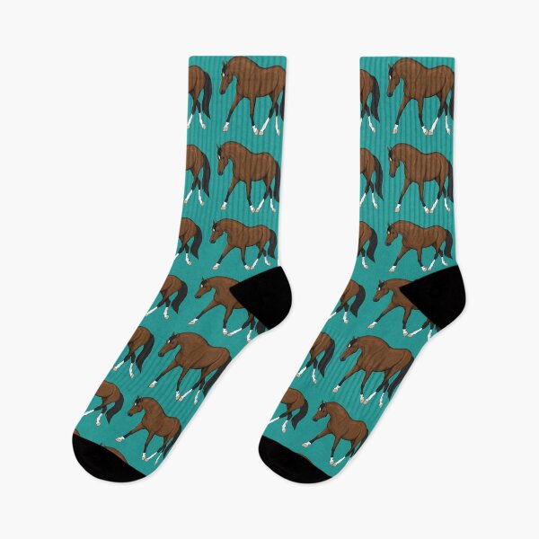 Item preview, Trotting Bay Horse with Four White Socks designed and sold by DappledMoon.