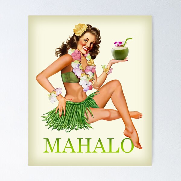 Item preview, Mahalo from Hawaii - Original Vintage Travel Poster designed and sold by -Koleidescope.