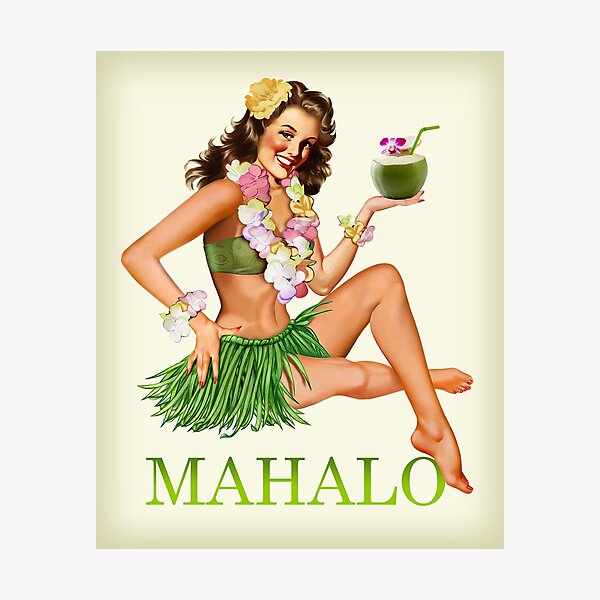 Item preview, Mahalo from Hawaii - Original Vintage Travel Poster designed and sold by -Koleidescope.