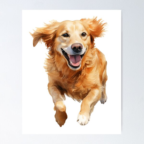 Item preview, Lively golden retriever designed and sold by ArtOfDreams9.
